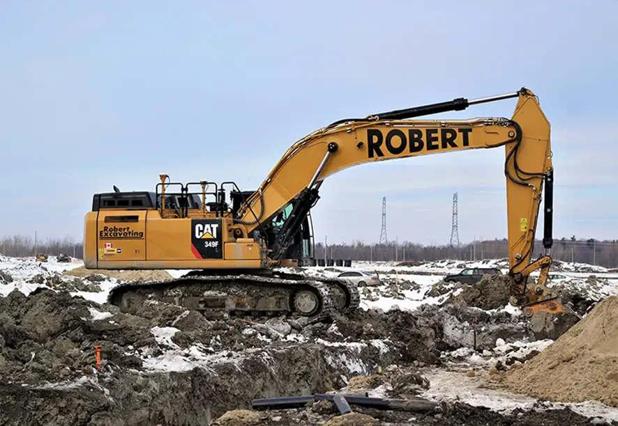 Backhoe in winter