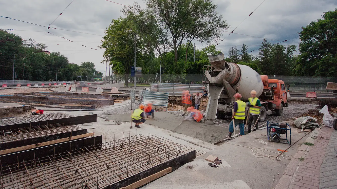 Concrete works for road maintenance