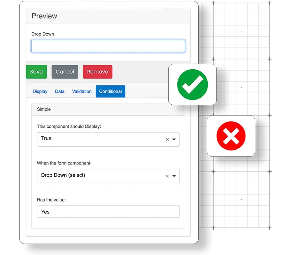 Showing the conditional logic feature in the Corfix construction document management mobile app