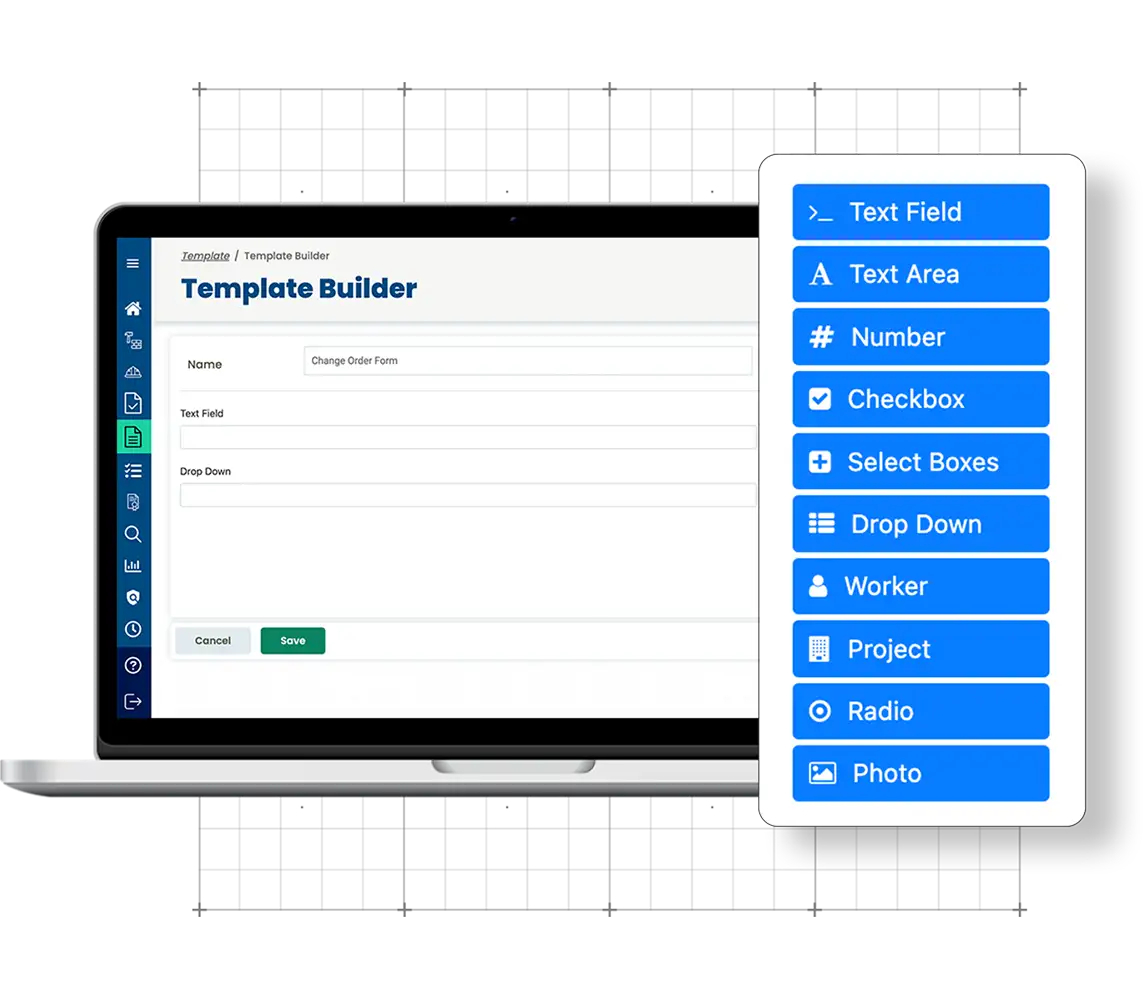 Showing the form builder feature in the Corfix construction document management mobile app