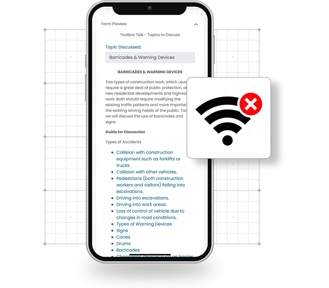 Showing the offline mode feature in the Corfix construction document management mobile app