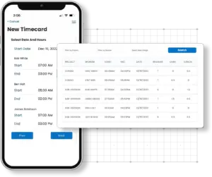 Showing the Timecards feature in the Corfix construction document management mobile app