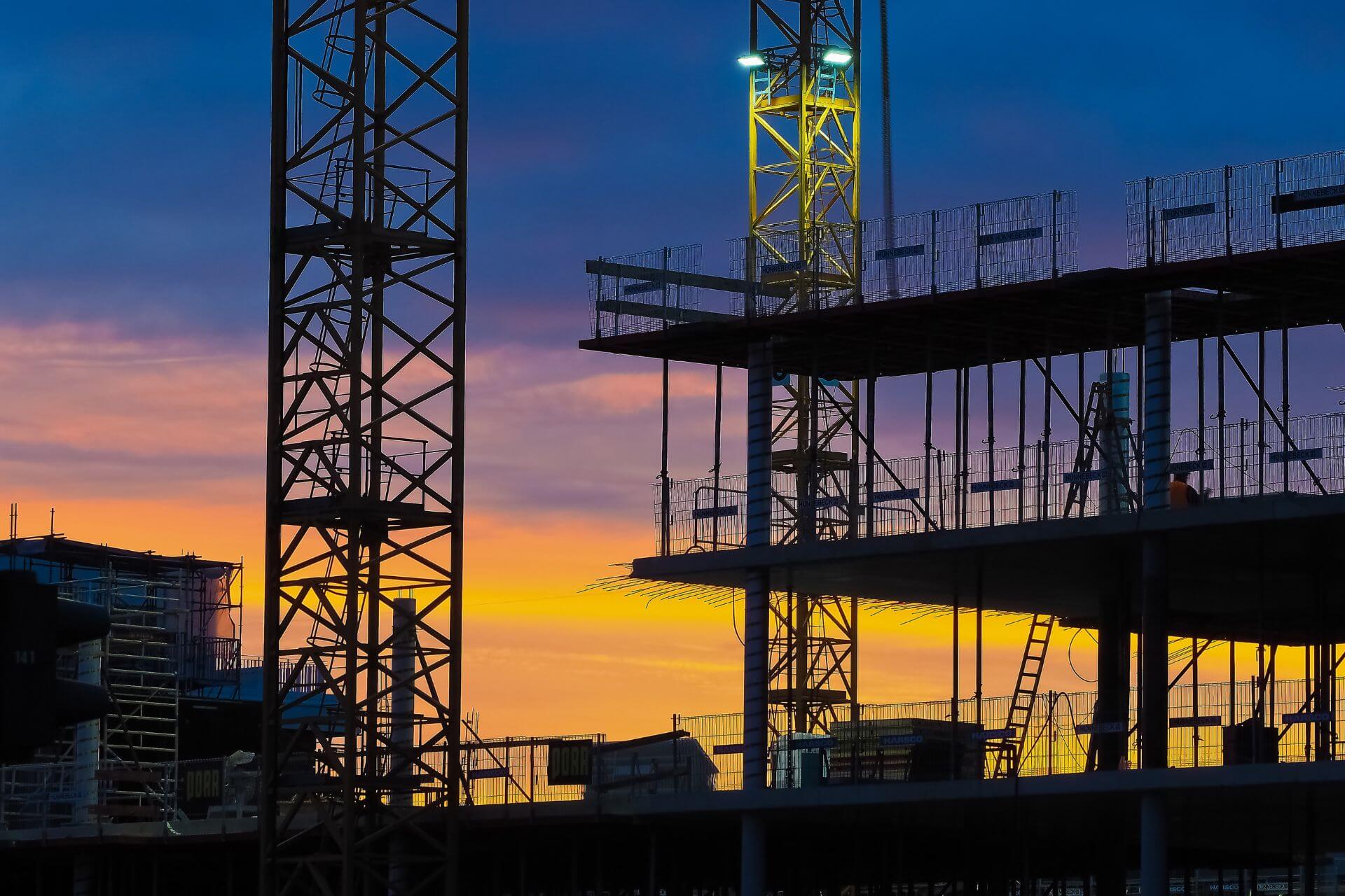 construction project during sunset