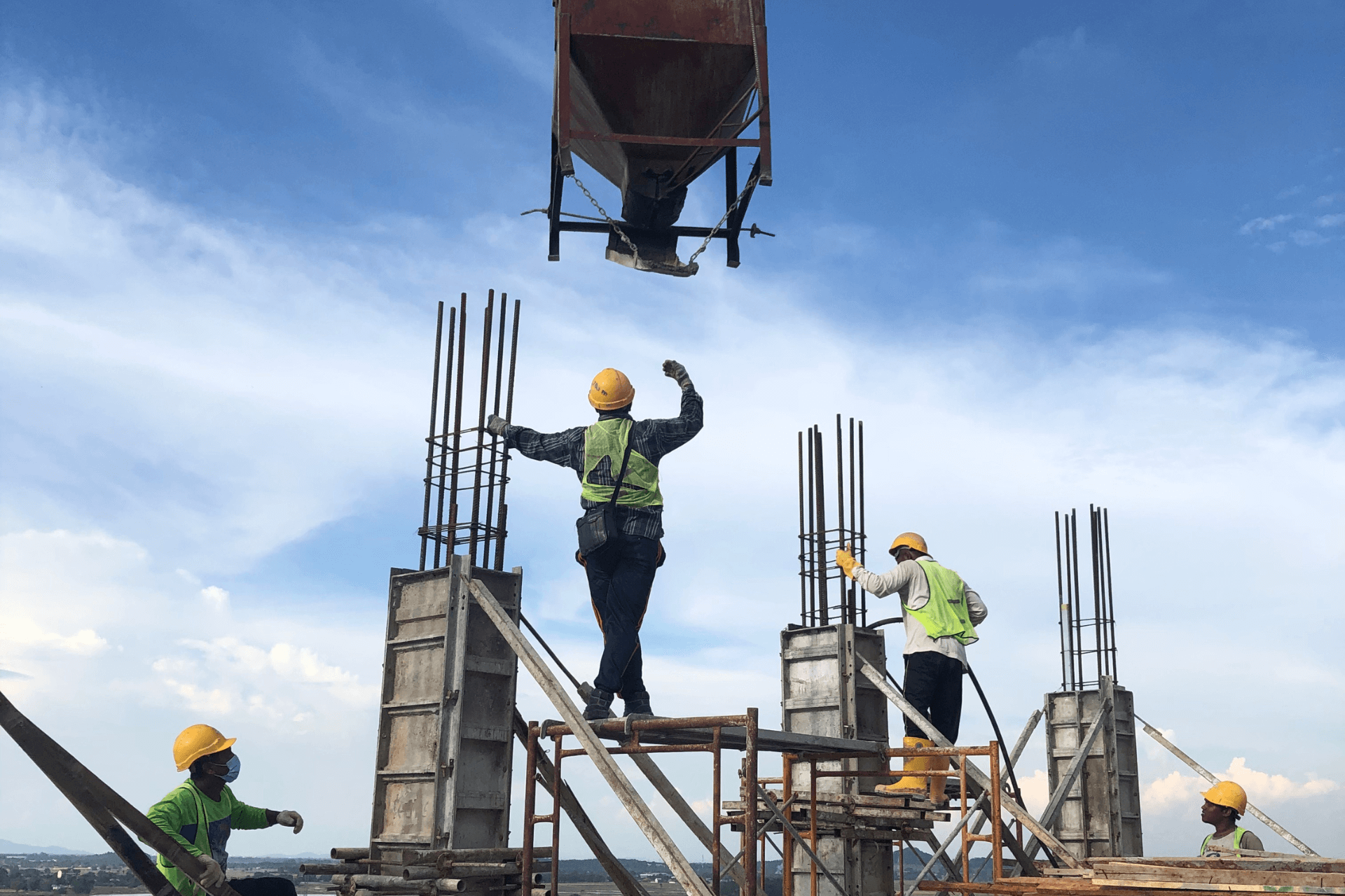 workers getting ready for cement pouring