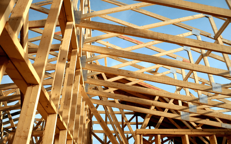 wood framing of a house