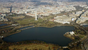 Aerial view of the Tidal Basin with surrounding monuments Aerial view of the Tidal Basin, Washington, D.C.